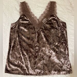 Heartloom Crushed Velvet Lace Cami Tank - M